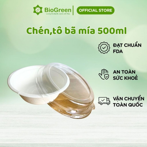 10 chén/ tô bã mía 500ml phân hủy tự nhiên, chất liệu bã mía tự nhiên