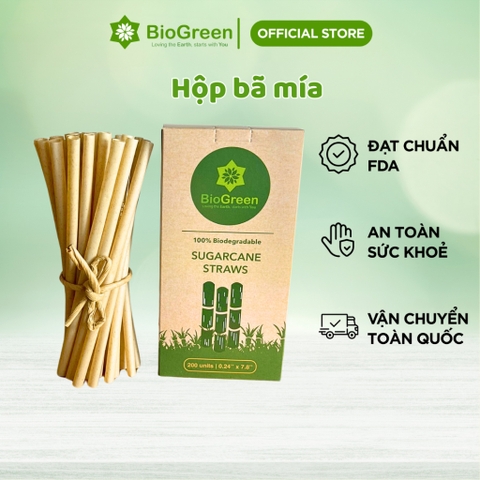 HỘP 200 ỐNG HÚT BÃ MÍA PHI 6 KHÔNG CHỨA PE