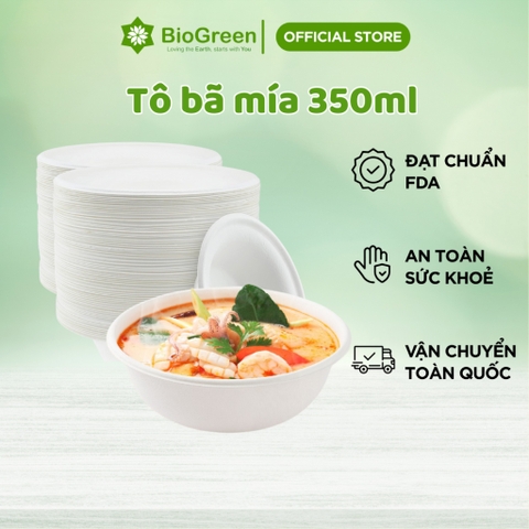 10 chén/ tô bã mía 350ml/500ml phân hủy tự nhiên, chất liệu bã mía tự nhiên