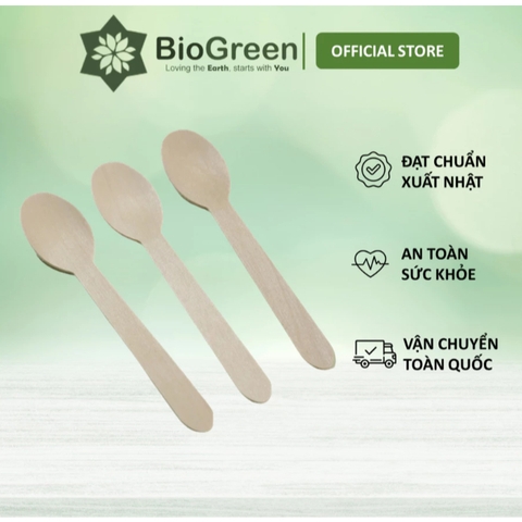 1000 thìa muỗng/ nĩa/ dao gỗ xuất khẩu Nhật dùng 1 lần dài 16cm dùng ăn bánh kem, kem, cafe