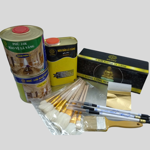 Combo 2500 lá K dai Hacowa kèm keo PU, phủ 24k bút chổi