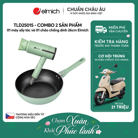 Combo 01 máy sấy tóc và 01 chảo chống dính size 26cm - TLD25015