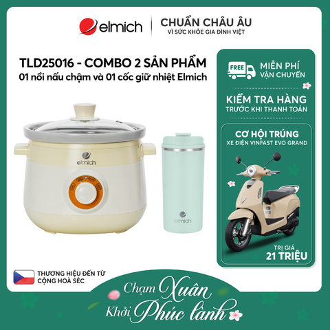 Combo 01 nồi nấu chậm và 01 cốc giữ nhiệt Elmich - TLD25016