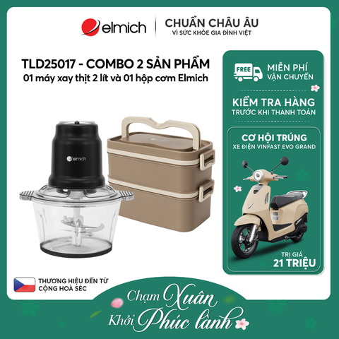 Combo 01 máy xay thịt 2 lít và hộp cơm Elmich - TLD25017