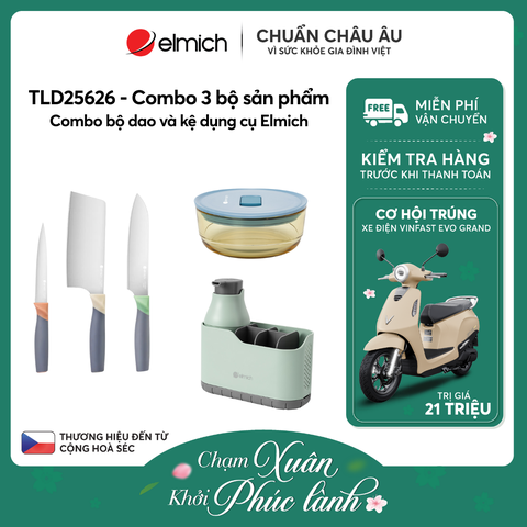 Combo bộ dao và kệ dụng cụ Elmich