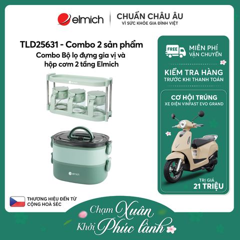Combo Bộ lọ đựng gia vị và hộp cơm 2 tầng Elmich - TLD25631