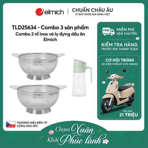 Combo 2 rổ inox và lọ đựng dầu ăn Elmich - TLD25634