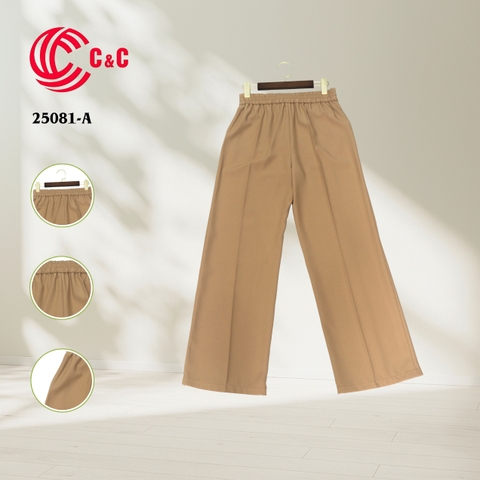 25081 - Straight-Leg Pants with Two Style Buttons Double Waistbands in Matching Color