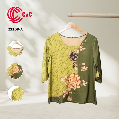 22108 - Floral Silk Fabric with Wind Stylized Patterns in 10 Colors