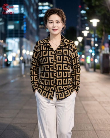 25150 - Stylish and Chic Modified Collared Long Sleeve Shirt