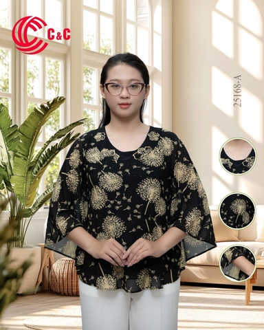 25168 - Elegant Dolman Sleeves with Dandelion Pattern