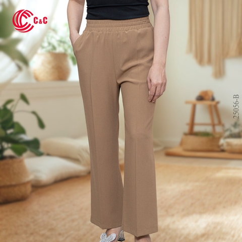 25056 - Elastic Waistband Straight Leg Pants