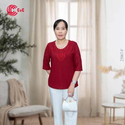 25067 - Embroidery and Beads Neck Lace Overlay with Two-Sided Embroidery Combined Glass Beads