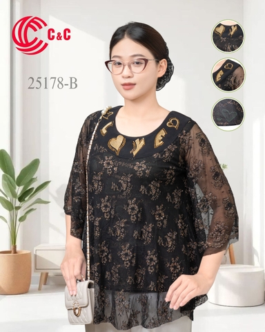 25178 - Ethereal Batwing Sleeves Blouse with Luminous Embroidery and Dazzling Stones