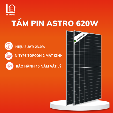 Tấm Pin Năng Lượng Mặt Trời Astronergy 620W – 2 Mặt Kính