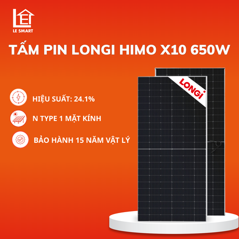 Tấm Pin Năng Lượng Mặt Trời Longi Solar 650W Himo X10 - 1 Mặt Kính