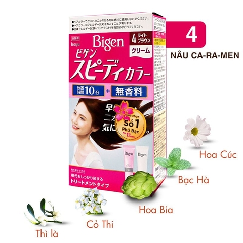 KEM NHUỘM TÓC | BIGEN SPEEDY COLOR CREAM - NHẬT BẢN | NÂU CARAMEN | 80g (2 tuýp)