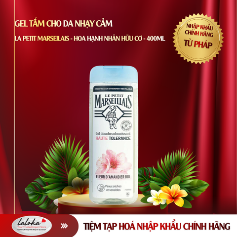 GEL TẮM CHO DA NHẠY CẢM | LE PETIT MARSEILLAIS - PHÁP | HOA HẠNH NHÂN HỮU CƠ | 400ML