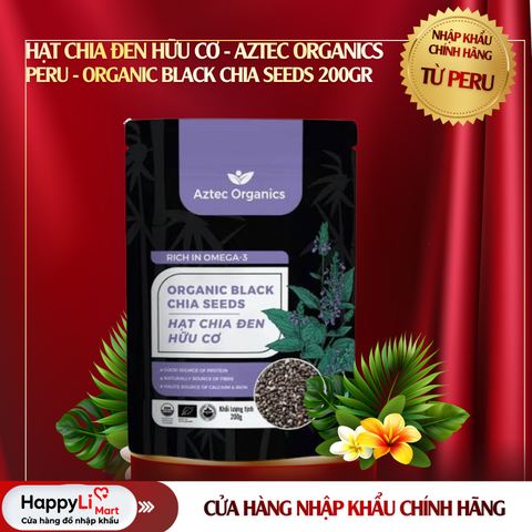 Hạt Chia Đen Hữu Cơ | Aztec Organics - Peru | Organic Black Chia Seeds | 200gr