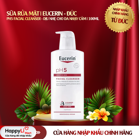 SỮA RỬA MẶT | EUCERIN - ĐỨC | PH5 Facial Cleanser - DỊU NHẸ CHO DA NHẠY CẢM | 100ml