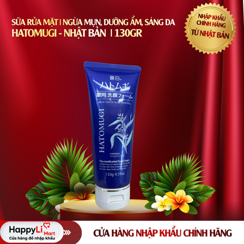 Sữa Rửa Mặt | Hatomugi - Nhật Bản | Ngừa Mụn, Dưỡng Ẩm, Sáng Da | 130gr