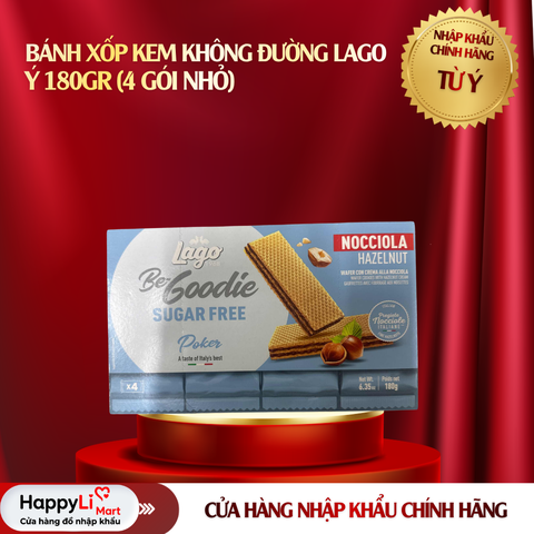 Bánh Xốp Kem Không Đường Lago - Ý 180gr (4 gói nhỏ)