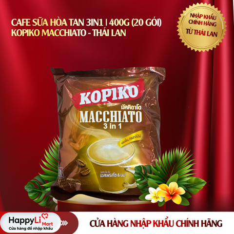 Cafe Sữa Hòa Tan 3in1 | Kopiko Macchiato - Thái Lan | 400g (20 gói nhỏ)