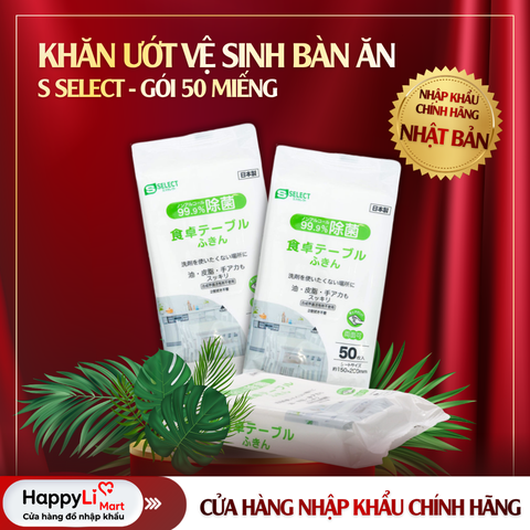 KHĂN ƯỚT VỆ SINH BÀN ĂN | S SELECT - NHẬT BẢN | GÓI 50 MIẾNG
