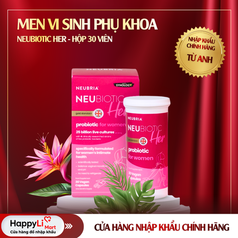 MEN VI SINH PHỤ KHOA | NEUBRIA - ANH QUỐC | NEUBIOTIC HER - HỘP 30 VIÊN
