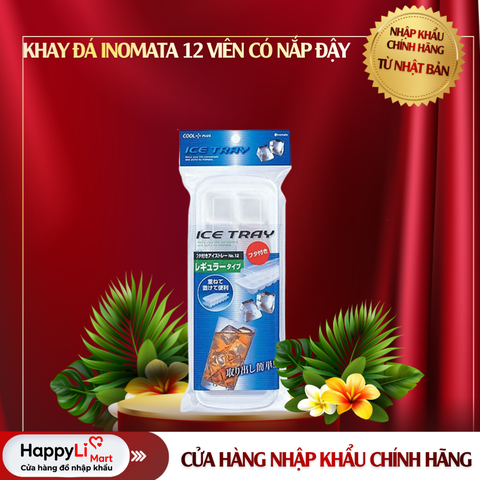 KHAY ĐÁ INOMATA 12 VIÊN CÓ NẮP ĐẬY