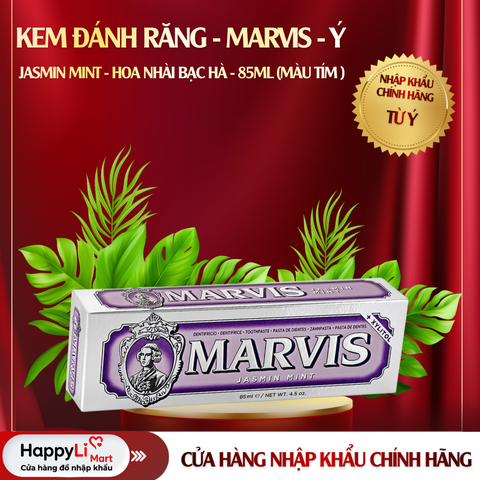 KEM ĐÁNH RĂNG | MARVIS - Ý | JASMIN MINT | HOA NHÀI BẠC HÀ | 85ML (Màu tím)