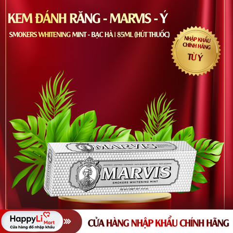 KEM ĐÁNH RĂNG | MARVIS - Ý | SMOKERS WHITENING MINT | BẠC HÀ | 85ML (Hút thuốc)