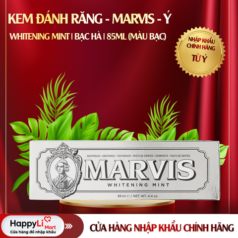 KEM ĐÁNH RĂNG | MARVIS - Ý | WHITENING MINT | BẠC HÀ | 85ML (Màu bạc)