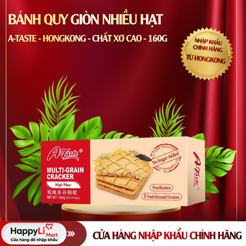 BÁNH QUY GIÒN NHIỀU HẠT | A-TASTE - HONGKONG | CHẤT XƠ CAO | 160G