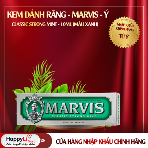 KEM ĐÁNH RĂNG | MARVIS - Ý | CLASSIC STRONG MINT | 10ML (Màu xanh)