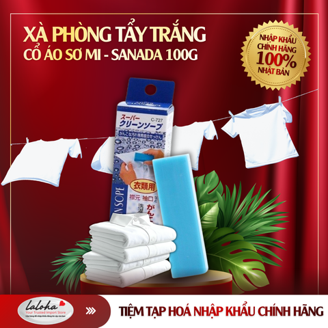 XÀ PHÒNG TẨY TRẮNG CỔ ÁO SƠ MI | SANADA -  NHẬT BẢN | 100G (1 THANH)
