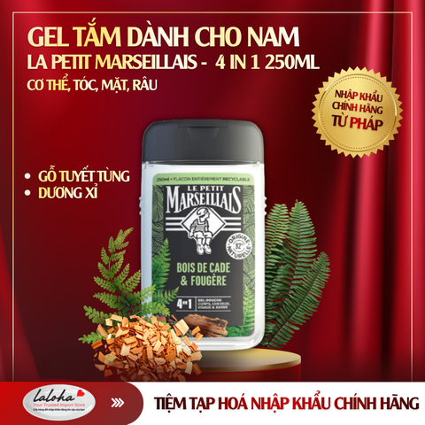 SỮA TẮM DẠNG KEM CHO NAM | LE PETIT MARSEILLAIS - PHÁP | GỖ TUYẾT TÙNG, DƯƠNG XỈ | CƠ THỂ, TÓC, MẶT, RÂU | 250ML