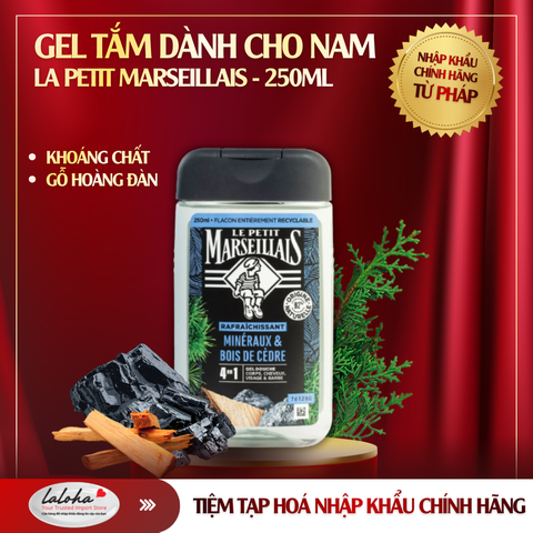 SỮA TẮM DẠNG KEM CHO NAM| LE PETIT MARSEILLAIS - PHÁP | GỖ HOÀNG ĐÀN & KHOÁNG CHẤT TƯƠI MÁT | CƠ THỂ, TÓC, MẶT, RÂU | 250ML
