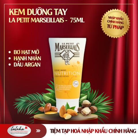 KEM DƯỠNG DA TAY | LE PETIT MARSEILLAIS | BƠ HẠT MỠ HẠNH NHÂN  & DẦU ARGAN | 75ML