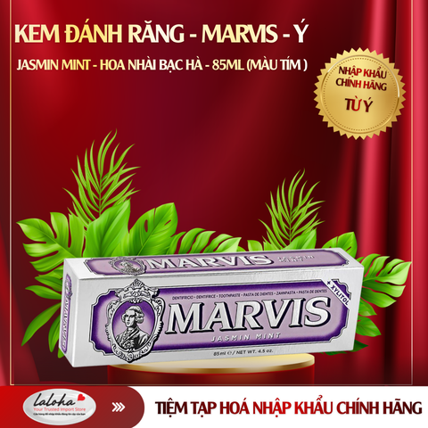 KEM ĐÁNH RĂNG | MARVIS - Ý | JASMIN MINT | HOA NHÀI BẠC HÀ | 85ML (Màu tím)