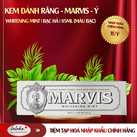 KEM ĐÁNH RĂNG | MARVIS - Ý | WHITENING MINT | BẠC HÀ | 85ML (Màu bạc)
