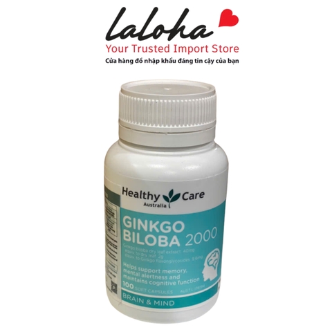 VIÊN UỐNG BẠCH QUẢ TĂNG CƯỜNG TRÍ NHỚ | HEALTHY CARE - ÚC | GINKGO BILOBA | 100V