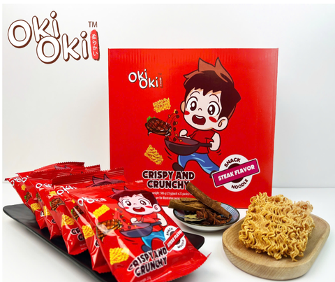 SNACK MÌ GIÒN | OKI OKI - TRUNG QUỐC | HƯƠNG BÒ BÍT TẾT | 506G/HỘP
