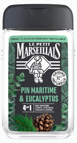 GEL TẮM CHO NAM | LE PETIT MARSEILLAIS - PHÁP | THÔNG BIỂN, BẠCH ĐÀN | CƠ THỂ, TÓC, MẶT, RÂU | 250ML