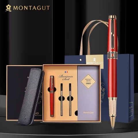 Set bút ký cao cấp khắc tên Montagut MT525 màu đỏ