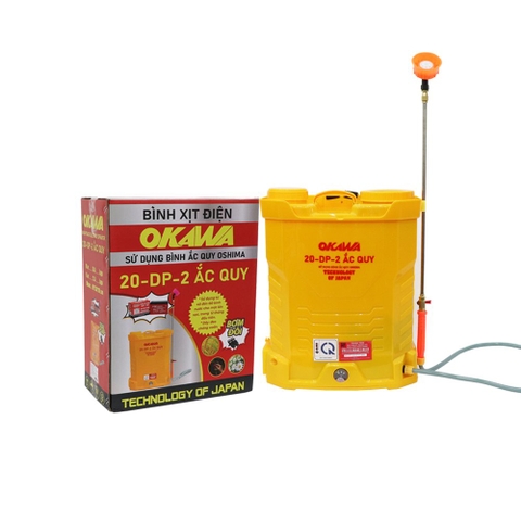 Máy phun thuốc trừ sâu, côn trùng điện OKAWA 20S-ắc quy Vàng Bình ắc quy 12V8Ah