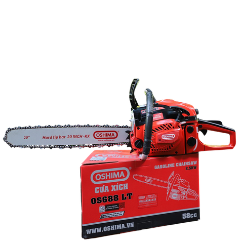 Cưa xích Oshima OS688 LT 58cc Đỏ-đen 2 thì (không lam xích)