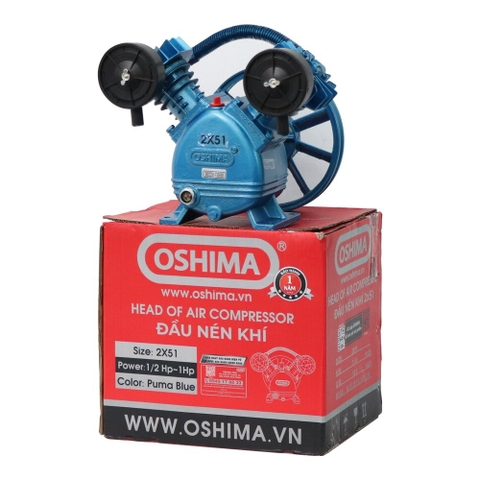 Đầu của máy nén khí OSHIMA 2x51 1/2HP~1HP Xanh đậm (hoạt động bằng sức kéo động cơ)