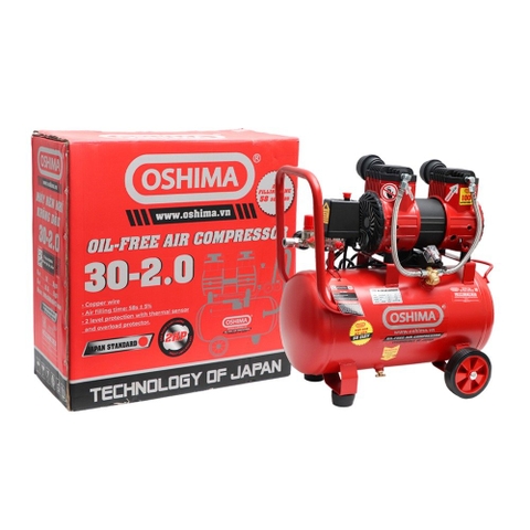 nén khí Oshima 30-2.0 2.0HP Đỏ Điện 1 pha (Không dầu,nhanh,dây đồng)