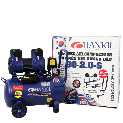 nén khí HANKIL 30-2.0-S 2.0HP Điện 1 pha (Không dầu,nhanh,dây đồng)